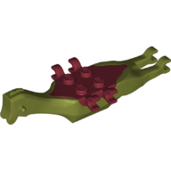 Animal Body Part, Dinosaur, Pteranodon Body, 4 Studs, 6 Clips with Dark Red Top Olivgrün