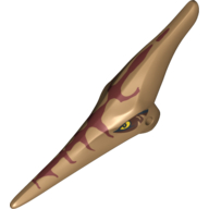 Animal Body Part, Dinosaur, Pteranodon Head with Eyes and Dark Red Stripes Print Medium Nougat
