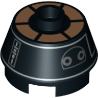 Brick Round 2 × 2 Truncated Cone with Silver and Copper Droid Print (R5-J2) Schwarz