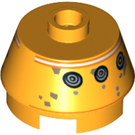 Brick Round 2 × 2 Truncated Cone with White Stripe, Droid Print (R5-A2) Bright Light Orange