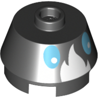 Brick Round 2 × 2 Truncated Cone with White Flames, Medium Blue Eyes print Black