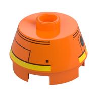 Brick Round 2 × 2 Truncated Cone with Yellow Droid print (Chopper / C1-10P) Orange