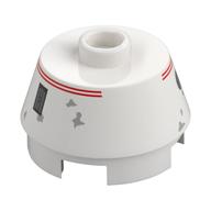 Brick Round 2 × 2 Truncated Cone with Red Stripe, Droid Print (R5-D4) Weiß