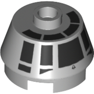 Brick Round 2 × 2 Truncated Cone with Black Millennium Falcon Cockpit Print Light Bluish Gray