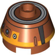 Brick Round 2 × 2 Truncated Cone with Yellow Droid print (Chopper / C1-10P) Dark Orange