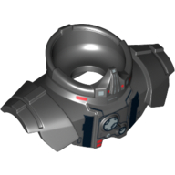 Minifig Neckwear Armor Shoulder Pads with Silver and Red Print Black
