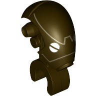 Minifig Head Special, Mechanical with White Eyes and Dark Tan Lines Print (Commando Droid) Dunkelbraun