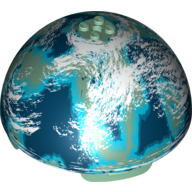 Dome Hemisphere 11 × 11 with 2 × 2 Studs on Top and Naboo Blue / Green Planet Print (9674) Sandgrün