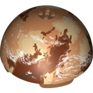 Dome Hemisphere 11 × 11 with 2 × 2 Studs on Top and Tatooine Brown / Orange Planet Print Medium Nougat