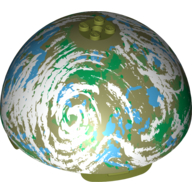 Dome Hemisphere 11 × 11 with 2 × 2 Studs on Top and Endor Blue / Green / Olive / White Planet Print [9679] Olivgrün