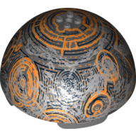 Dome Hemisphere 11 × 11 with 2 × 2 Studs on Top and Coruscant Black / Gold / Orange Planet Print (75007) Dark Bluish Gray