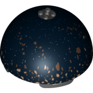 Dome Hemisphere 11 × 11 with 2 × 2 Studs on Top and Asteroid Field Print [75008] Schwarz