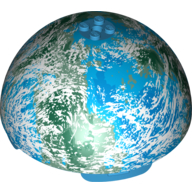 Dome Hemisphere 11 × 11 with 2 × 2 Studs on Top and Alderaan Blue / White / Dark Green Planet Print [75011] Dark Azure