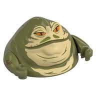 Upper Body, Jabba the Hutt with Tan Face, Dark Bluish Grey Wrinkles Print [Complete Assembly with Arms] Olivgrün