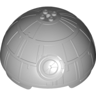 Dome Hemisphere 11 × 11 with 2 × 2 Studs on Top, Death Star Half with Superlaser Light Bluish Gray