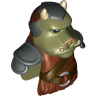 Minifig Head Special, Gamorrean with Armor and Belt Print Rotbraun