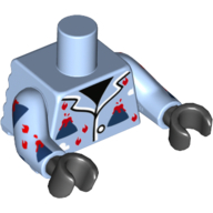 Torso Short with Back Ridges, Pajamas with Volcano Print, Bright Light Blue Arms, Black Hands Bright Light Blue