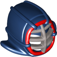 Mask, Kendo, Flat Silver and Red Grill Dark Blue