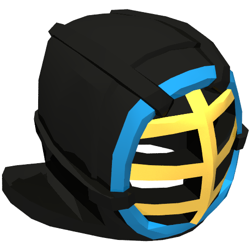 Mask, Kendo, Gold Grille, Blue Trim Black