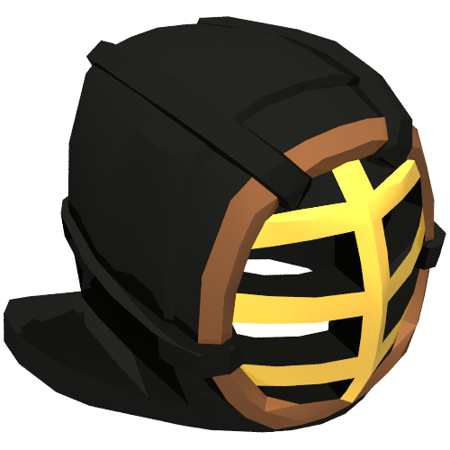 Mask, Kendo, Gold Grille, Reddish Brown Trim Black