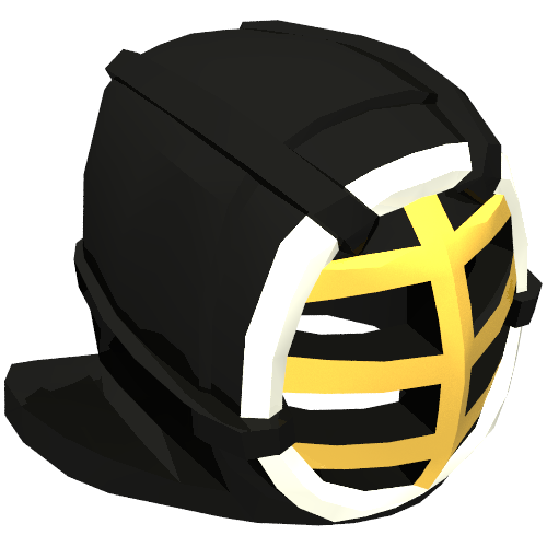 Mask, Kendo, Gold Grille, White Trim Black