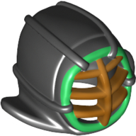 Mask, Kendo, Gold Grille, Green Trim Schwarz