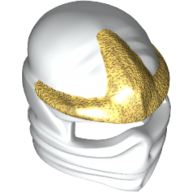 Wrap with Forehead Ridge and Gold 3 Point Emblem Print Weiß
