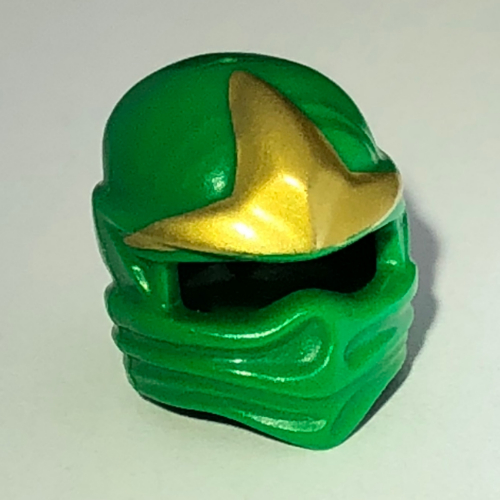 Wrap with Forehead Ridge and Gold 3 Point Emblem Print Green