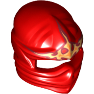 Wrap with Forehead Ridge and Fire Energy Print Red
