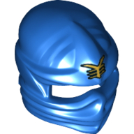 Wrap with Forehead Ridge and Gold Asian Character Print (Jay) Blau