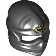 Wrap with Forehead Ridge and Gold Asian Character Print (Cole) Black