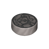 Tile Round 1 × 1 with Coin Print Mattsilber