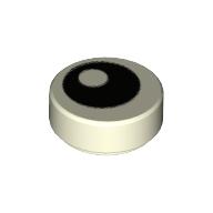Tile Round 1 × 1 with Offset Black Eye Print Glow in Dark White