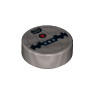 Tile Round 1 × 1 with Thermal Detonator Print Flat Silver