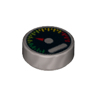 Tile Round 1 × 1 with Gauge and Red Pointer Print