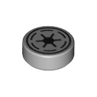 Tile Round 1 × 1 with Republic Symbol Print Light Bluish Gray