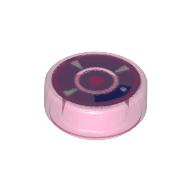 Tile Round 1 × 1 with Detonator Print Trans-Dark Pink