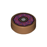 Tile Round 1 × 1 with Doughnut with Dark Pink Frosting and Sprinkles Print