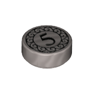 Tile Round 1 × 1 with Black Coin Print with 5 Mark