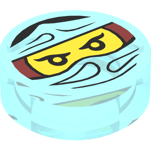 Tile Round 1 × 1 with Ninjago Trapped Nya Print Trans-Light Blue