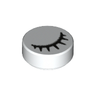 Tile Round 1 × 1 with Black Eye Closed with Eyelashes Print