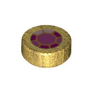 Tile Round 1 × 1 with Magenta Octagon Print Pearl Gold