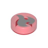 Tile Round 1 × 1 with Fire Power Icon Print Trans-Red