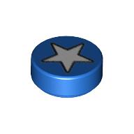 Tile Round 1 × 1 with White Star Print Blau