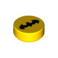 Tile Round 1 × 1 with Batman Logo Print Gelb