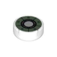 Tile Round 1 × 1 with Iron Man Chest Reactor Print Trans-Clear