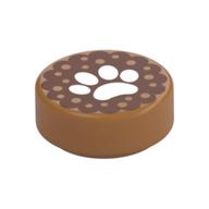 Tile Round 1 × 1 with Animal Track Print