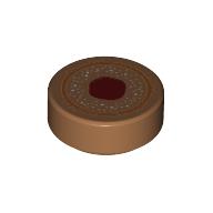 Tile Round 1 × 1 with Circle and Dark Red Blob Print Mittelnougat
