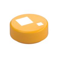 Tile Round 1 × 1 with Large and Small White Squares Print (Brickheadz Eye) Bright Light Orange