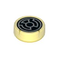 Tile Round 1 × 1 with Black and White Yellow Lantern Symbol print Trans-Yellow